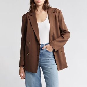 Nordstrom Treasure & Bond Double Breasted Blazer in Brown Chestnut - XL - NWOT